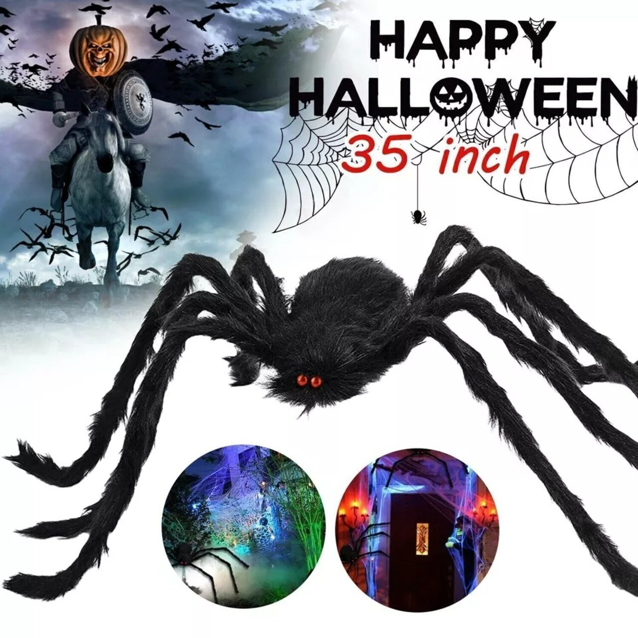 Giant Large Halloween Spider Haunted House Prop Indoor Outdoor Scary Party Decor